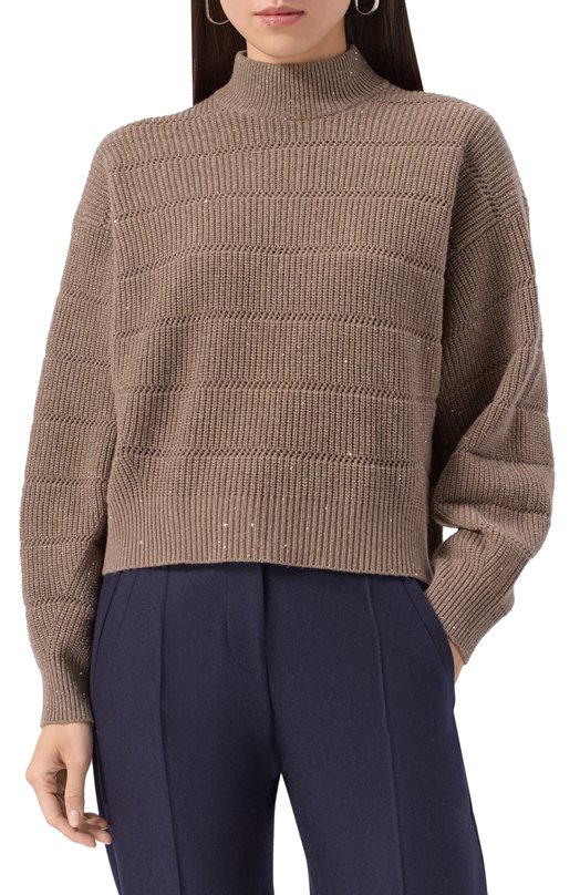 Свитер из кашемира и шерсти Brunello Cucinelli MBM738204P Бежевый  MBM738204P Фото 3