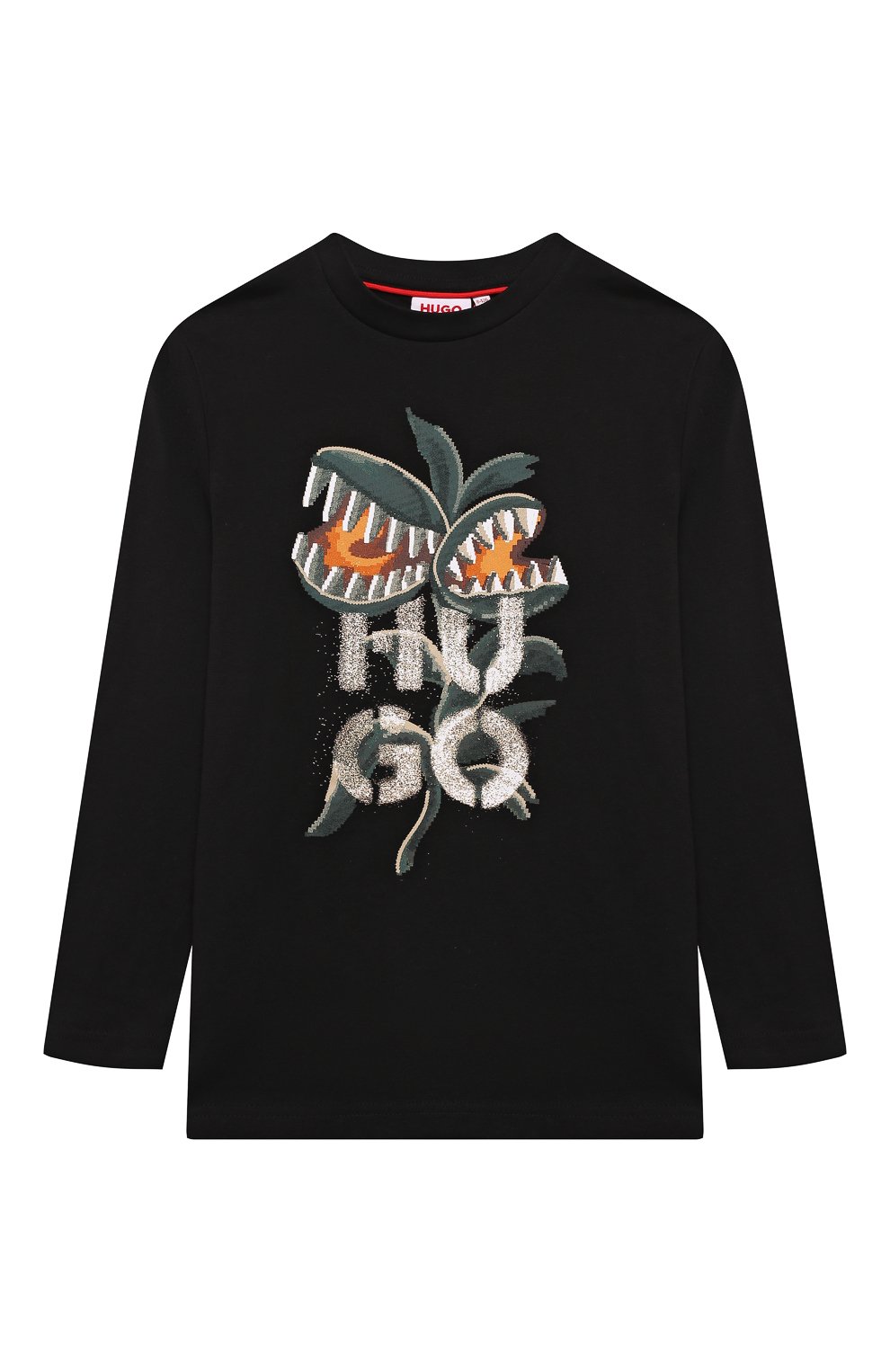 Хлопковый лонгслив HUGO черного цвета по цене 6740 руб., арт. G00155, фото 1 Хлопковый лонгслив HUGO, арт. G00155, фото 1