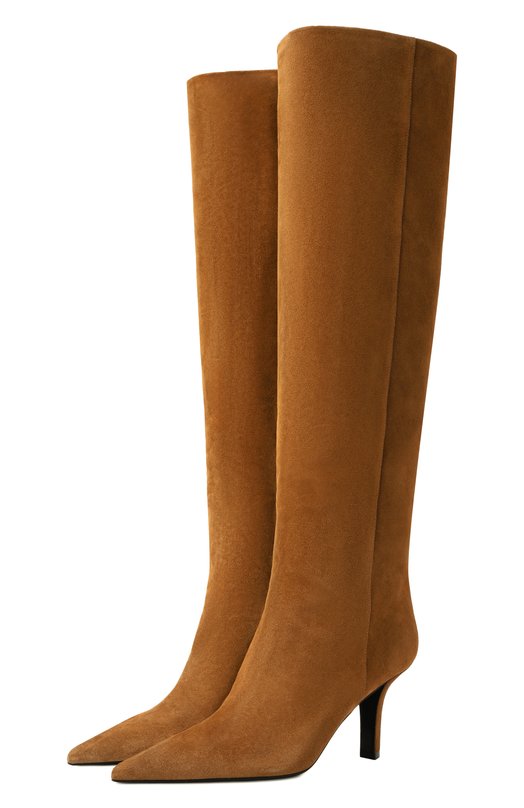 Замшевые сапоги Christine Slouch 80 Amina Muaddi CHRISTINE SL0UCH B00T 80/CR0STA Бежевый CHRISTINE SL0UCH B00T 80/CR0STA