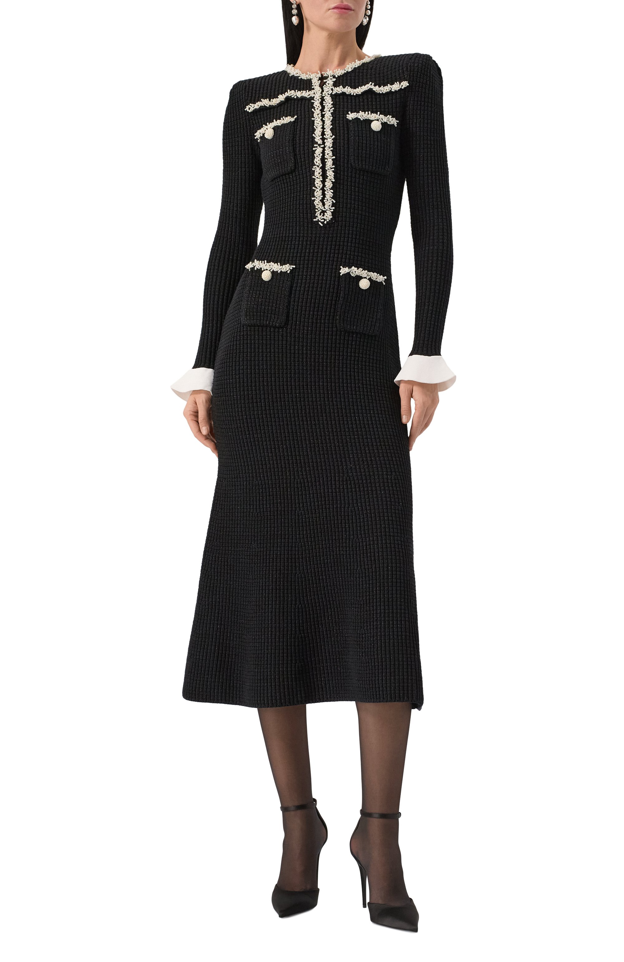 Платье SELF-PORTRAIT черного цвета по цене 67900 руб., арт. RS25-087M-B, фото 3 Платье SELF-PORTRAIT, арт. RS25-087M-B, фото 3