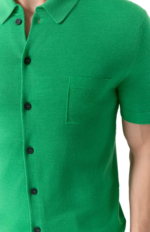 Рубашка из шерсти и шелка KNT UMM059508 Зелёный  UMM059508 Фото 5