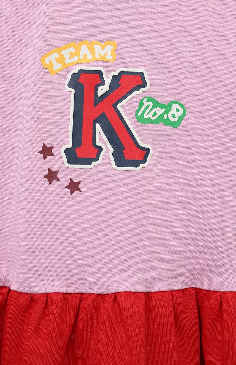 Детское хлопковое платье KENZO розового цвета, арт. K12344/3Y-5Y | Фото 3 (Материал внешний: Хлопок; Рукава: Короткие; Случай: Повседневный; Девочки Кросс-КТ: Платье-одежда; Ростовка одежда: 4 года | 104 см, 5 лет | 110 см, 3 года | 98 см)