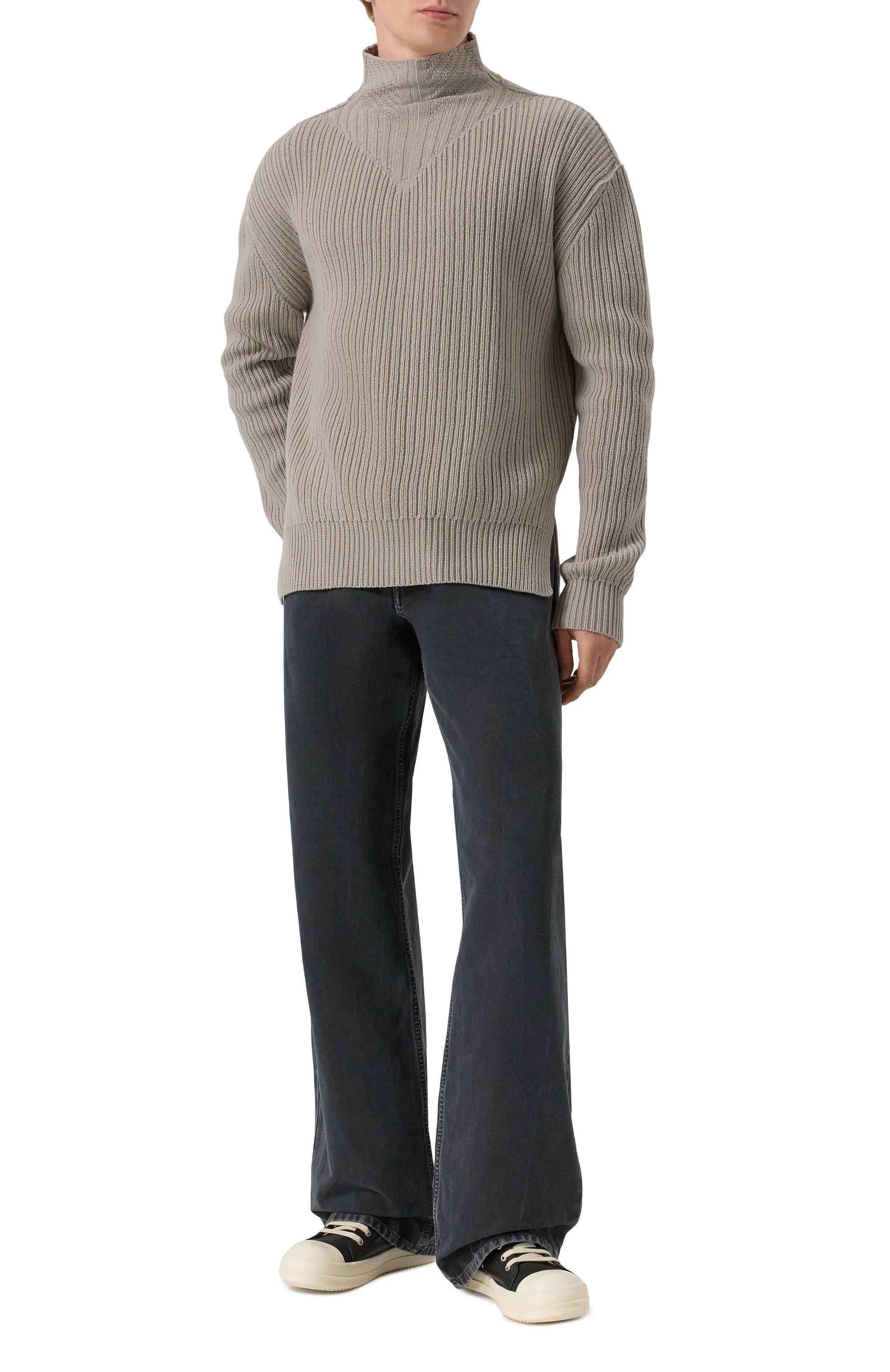 Шерстяной свитер RICK OWENS бежевого цвета по цене 110000 руб., арт. RU02E1645/KWV, фото 2 Шерстяной свитер RICK OWENS, арт. RU02E1645/KWV, фото 2