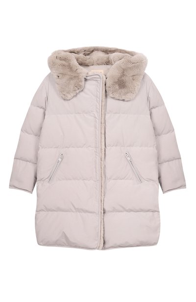 Пуховое пальто с отделкой из кролика YVES SALOMON ENFANT, арт. 26WEM905XXJ06X_002