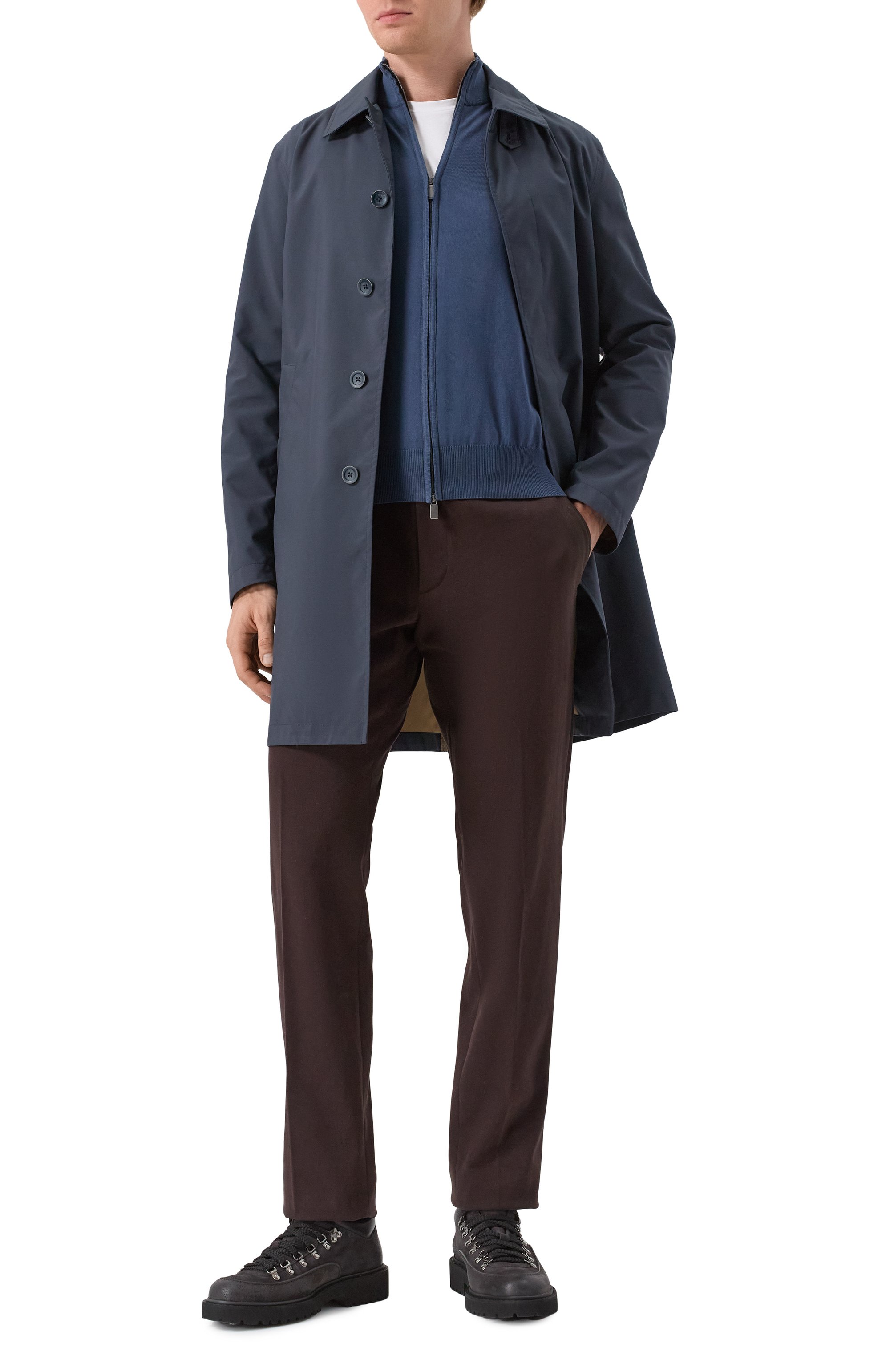 Плащ HERNO темно-синего цвета по цене 99500 руб., арт. IM000355U/12578Z, фото 2 Плащ HERNO, арт. IM000355U/12578Z, фото 2