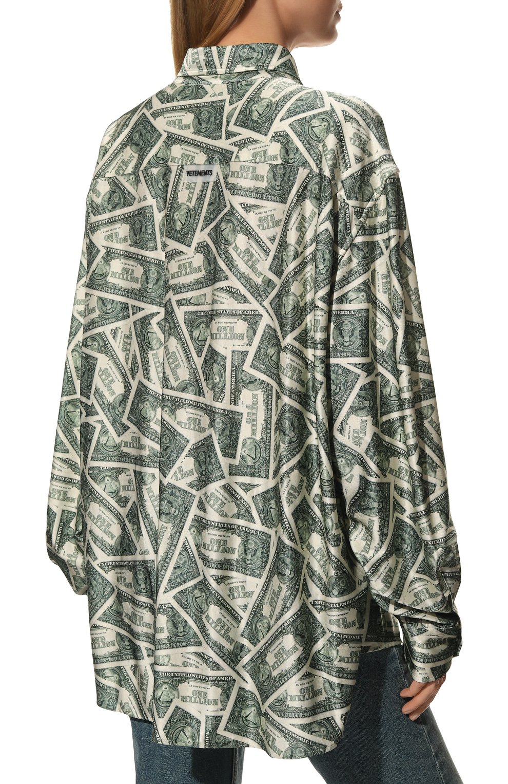 Рубашка из вискозы VETEMENTS зеленого цвета по цене 112500 руб., арт. UA53SH800M 2734/W, фото 4 Рубашка из вискозы VETEMENTS, арт. UA53SH800M 2734/W, фото 4