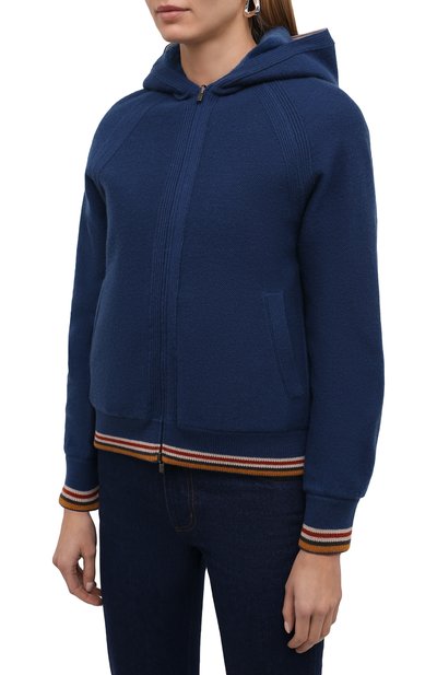 Кардиган с меховой подкладкой LORO PIANA бирюзового цвета по цене 1370000 руб., арт. FAL7051, фото 3 Кардиган с меховой подкладкой LORO PIANA, арт. FAL7051, фото 3