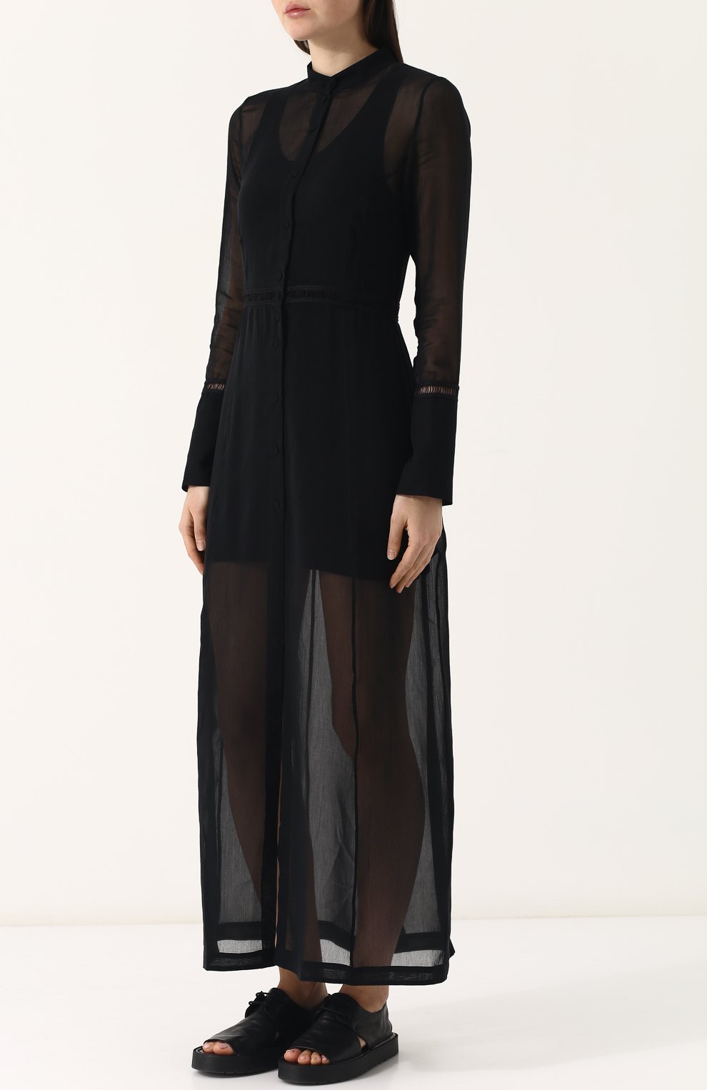 Полупрозрачное платье-рубашка из смеси хлопка и шелка ISABEL BENENATO, арт. WW15S18, фото 3