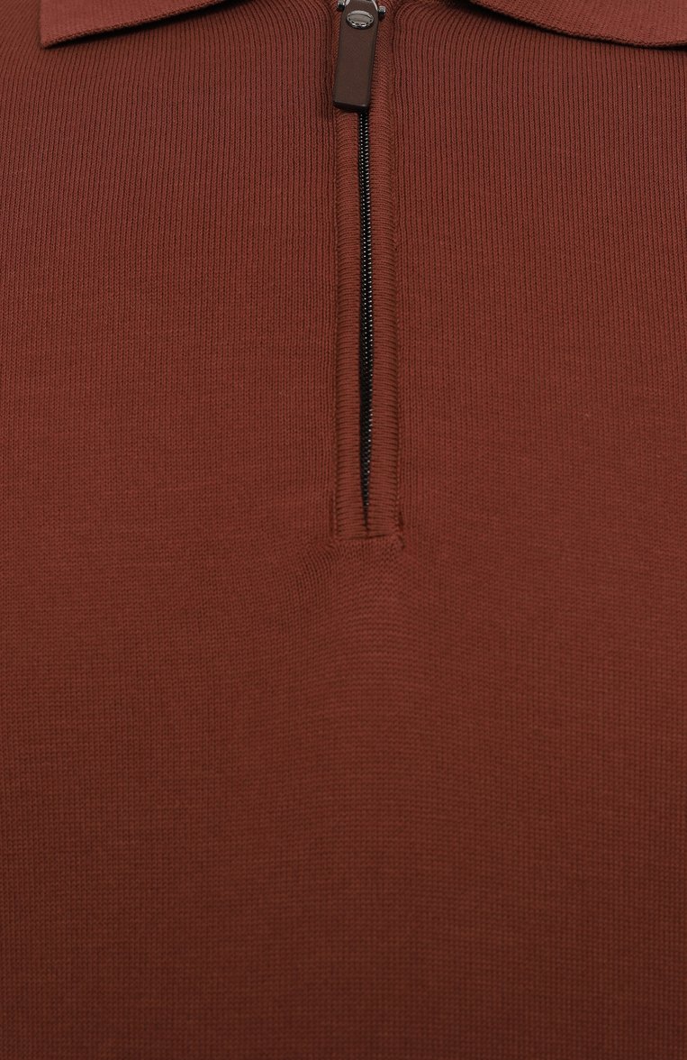 Мужская хлопковое поло CANALI бронзового цвета, арт. C0454/MK00145 | Фото 6 (Рукава: Короткие; Длина (для топов): Стандартные; Материал внешний: Хлопок; Принт: Без принта; Застежка: Молния; Кросс-КТ: Трикотаж; Стили: Кэжуэл; Автоматизация состава: Проставлено; Автоматизация ТО: Проставлено; Детали: Без декора)