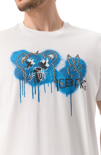 Хлопковая футболка ICEBERG белого цвета по цене 16450 руб., арт. F043/6306, фото 5 Хлопковая футболка ICEBERG, арт. F043/6306, фото 5