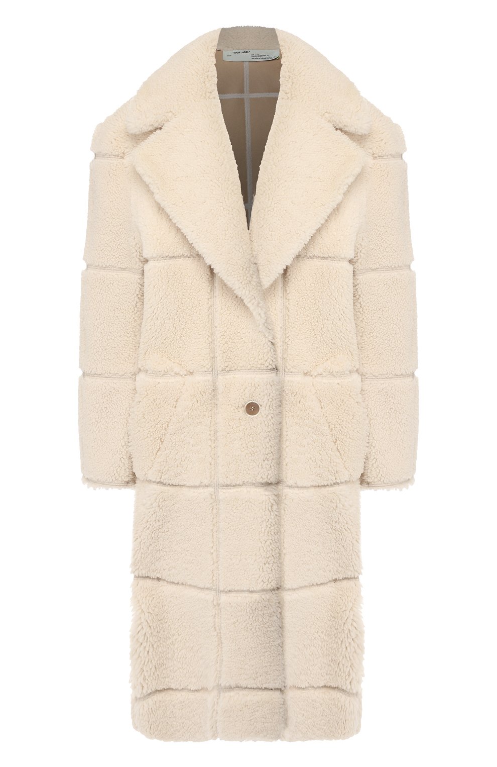Шуба из овчины OFF-WHITE кремового цвета по цене 329000 руб., арт. 0WJA020F19F920504800, фото 1 Шуба из овчины OFF-WHITE, арт. 0WJA020F19F920504800, фото 1