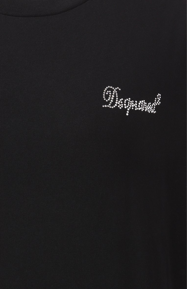 Женская хлопковая футболка DSQUARED2 черного цвета, арт. S75GD0452/D20020 | Фото 6 (Рукава: Короткие; Длина (для топов): Стандартные; Материал внешний: Хлопок; Женское Кросс-КТ: Футболка-одежда; Принт: Без принта; Стили: Кэжуэл)