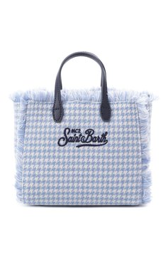 Женская сумка vanity mini MC2 SAINT BARTH голубого цвета, арт. VANITY MINI W/00506G | Фото 6 (Драгоценные камни: Проставлено; Размер: mini; Материал: Текстиль; Материал сплава: Проставлено; Ремень/цепочка: На ремешке)