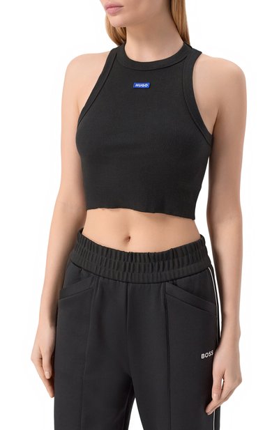 Хлопковый топ HUGO BLUE черного цвета по цене 5475 руб., арт. 50511450, фото 3 Хлопковый топ HUGO BLUE, арт. 50511450, фото 3