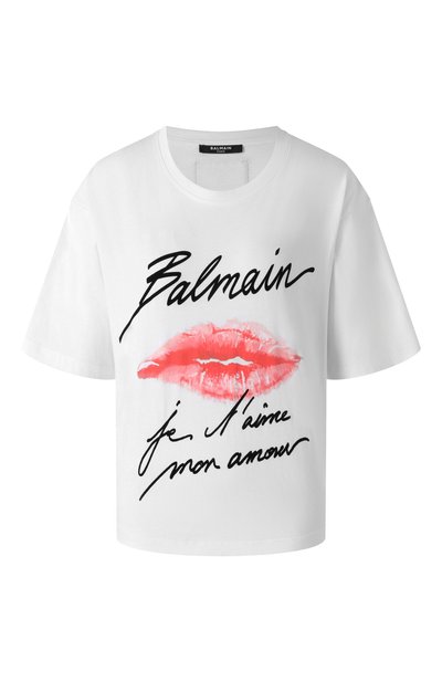 Женская хлопковая футболка BALMAIN, арт. EF1EG110/GE45