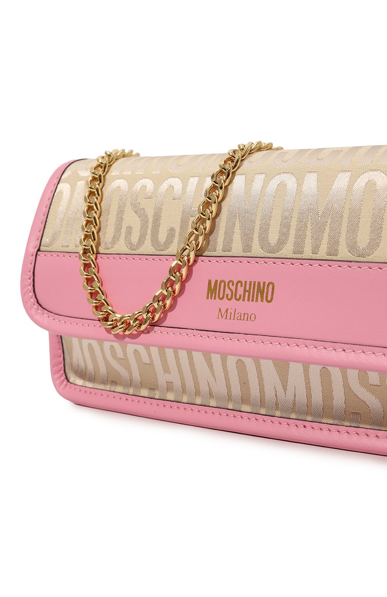 Женский клатч MOSCHINO розового цвета, арт. A7425/8268 | Фото 3 (Размер: small; Драгоценные камни: Проставлено; Материал: Текстиль; Материал сплава: Проставлено; Ремень/цепочка: На ремешке; Женское Кросс-КТ: Клатч-клатчи)