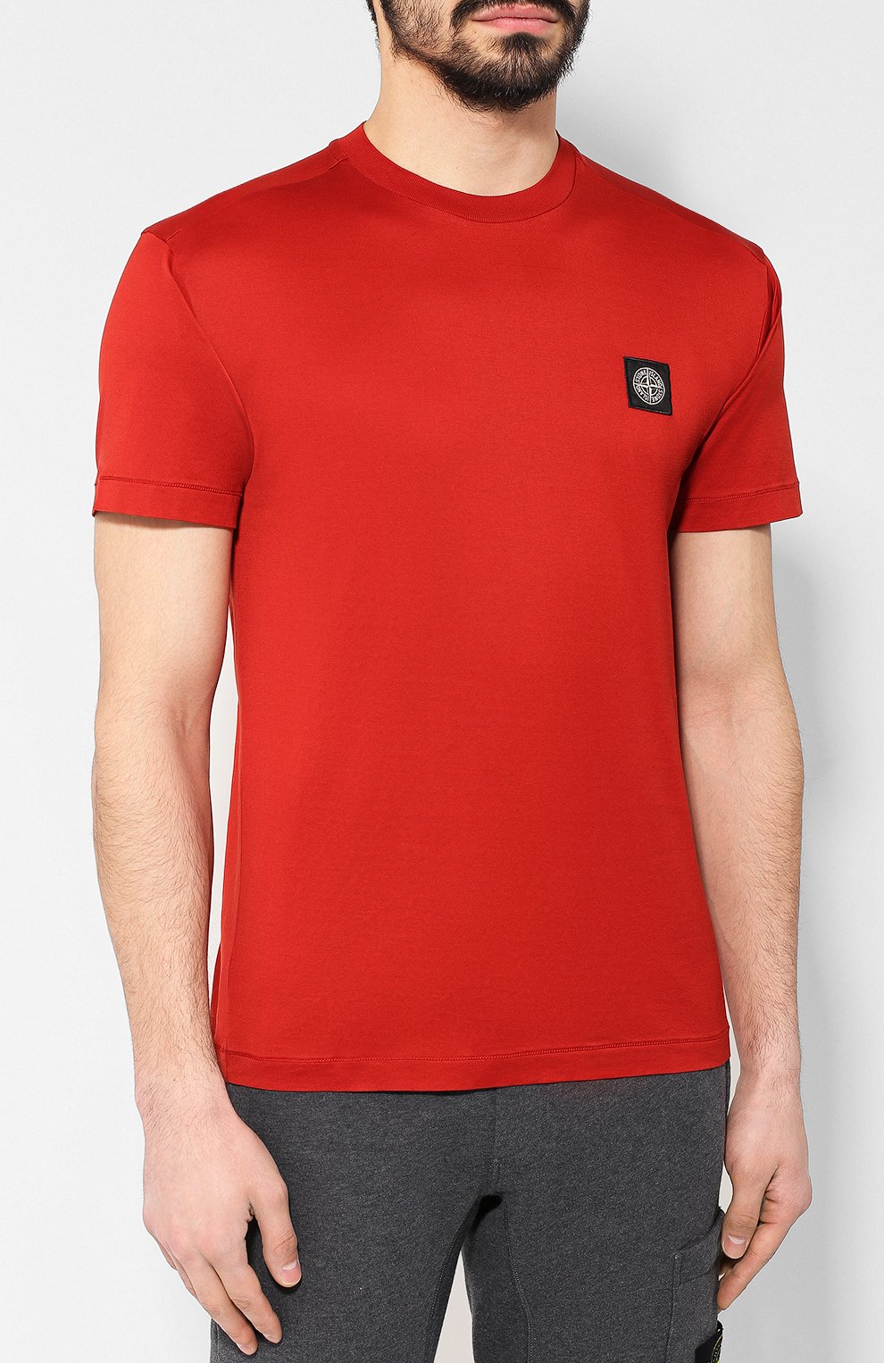 Хлопковая футболка STONE ISLAND красного цвета по цене 14600 руб., арт. 701524113, фото 3 Хлопковая футболка STONE ISLAND, арт. 701524113, фото 3