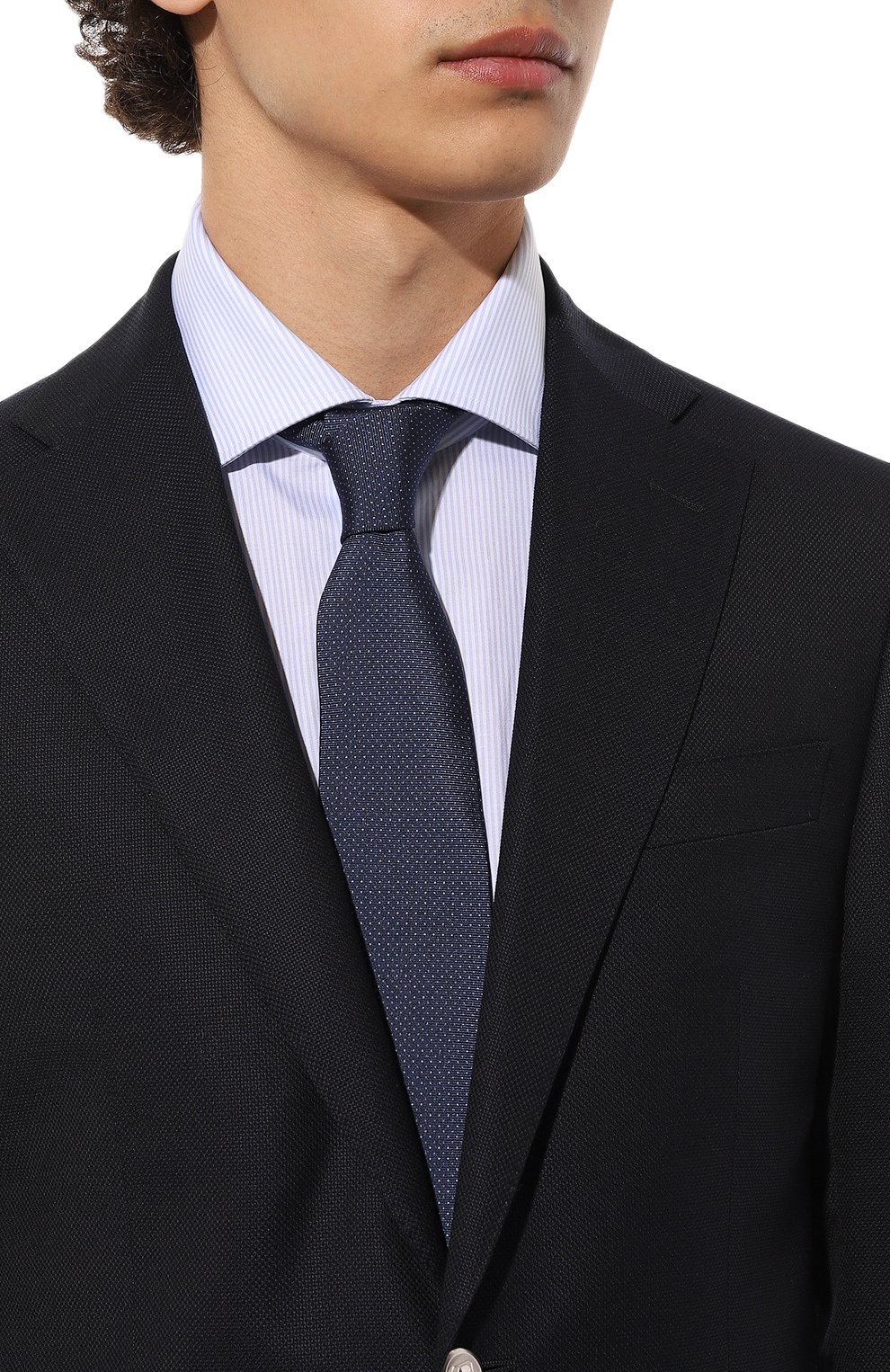 Шелковый галстук CORNELIANI темно-синего цвета по цене 27050 руб., арт. 92U390-3820312, фото 2 Шелковый галстук CORNELIANI, арт. 92U390-3820312, фото 2