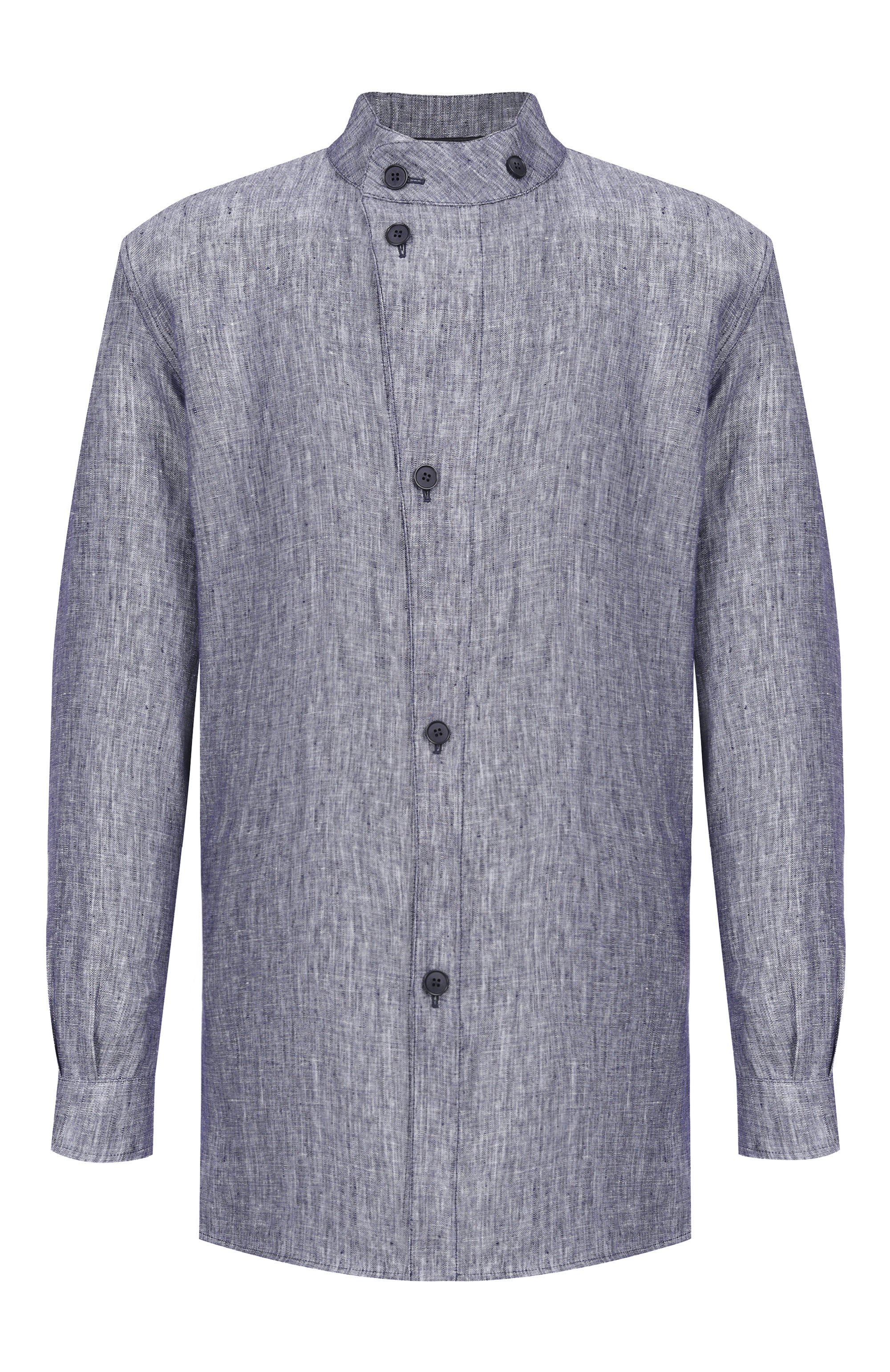 Льняная рубашка GIORGIO ARMANI синего цвета по цене 212500 руб., арт. GM003400/TE20689, фото 1 Льняная рубашка GIORGIO ARMANI, арт. GM003400/TE20689, фото 1