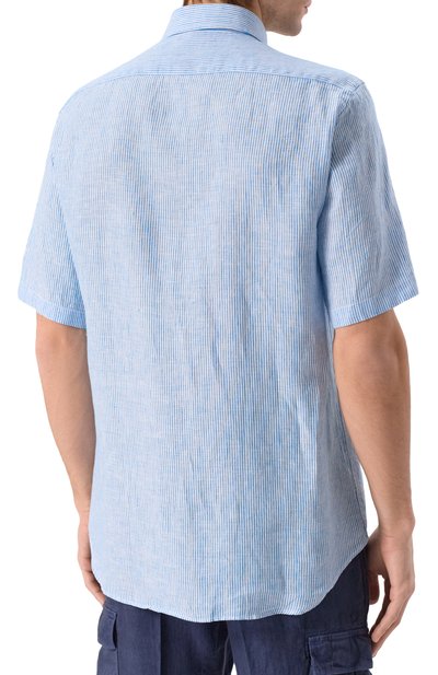 Льняная рубашка PAUL&SHARK голубого цвета по цене 39050 руб., арт. 25413011, фото 4 Льняная рубашка PAUL&SHARK, арт. 25413011, фото 4