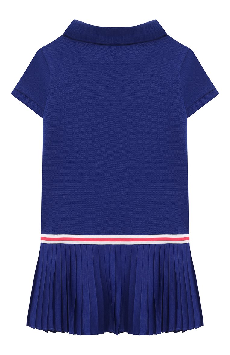 Детское хлопковое платье POLO RALPH LAUREN синего цвета, арт. 312862334 | Фото 2 (Мат�ериал внешний: Хлопок; Рукава: Короткие; Материал сплава: Проставлено; Драгоценные камни: Проставлено; Ростовка одежда: 5 лет | 110 см, 6 лет | 116 см)