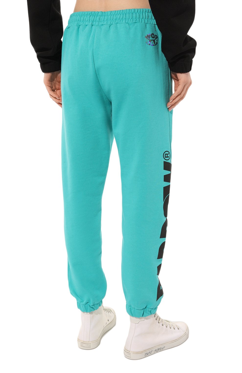 Хлопковые джоггеры BARROW бирюзового цвета по цене 23750 руб., арт. 034108_W, фото 4 Хлопковые джоггеры BARROW, арт. 034108_W, фото 4