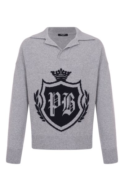 Мужское поло из кашемира и шерсти BALMAIN, арт. FH0GE010/KI87
