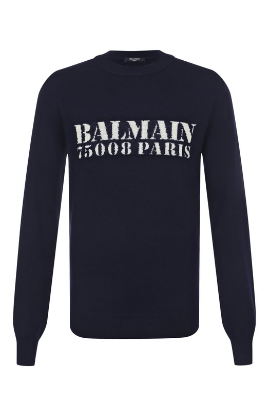 Шерстяной джемпер Balmain FH1KD000/KI84 Синий FH1KD000/KI84