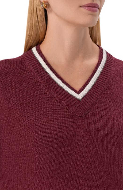 Кашемировый свитер Brunello Cucinelli M12527202 Бордовый  M12527202 Фото 5