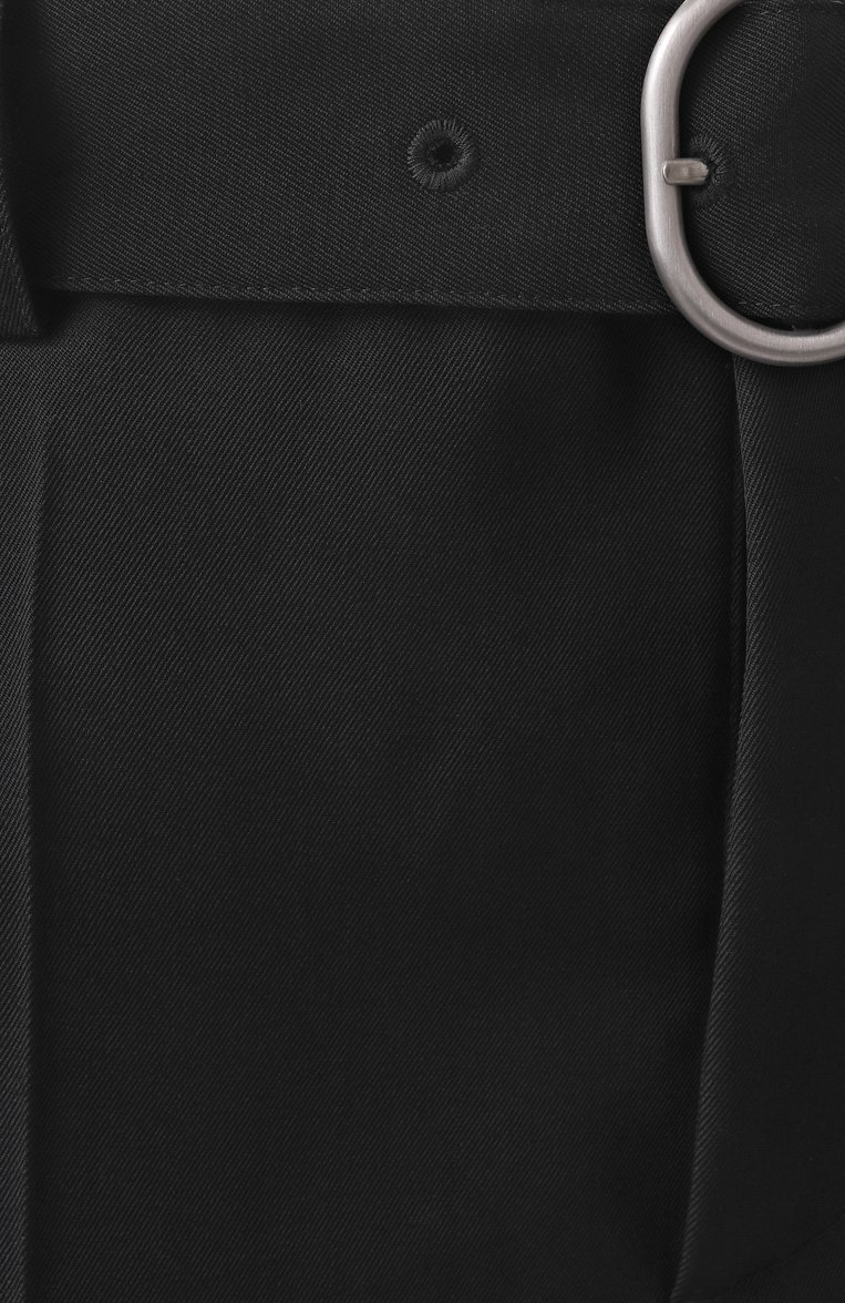 Мужские шерстяные брюки JIL SANDER черного цвета, арт. J22KA0230/J40002 | Фото 6 (Длина (брюки, джинсы): Укороченные; Материал сплава: Проставлено; Материал внешний: Шерсть; Драгоценные камни: Проставлено; Случай: Повседневный; Стили: Минимализм)