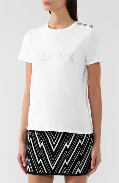 Хлопковая футболка с логотипом бренда BALMAIN, арт. PF01000/I015, фото 3
