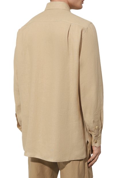 Льняная рубашка KITON бежевого цвета по цене 58950 руб., арт. UMC016H08838, фото 4 Льняная рубашка KITON, арт. UMC016H08838, фото 4