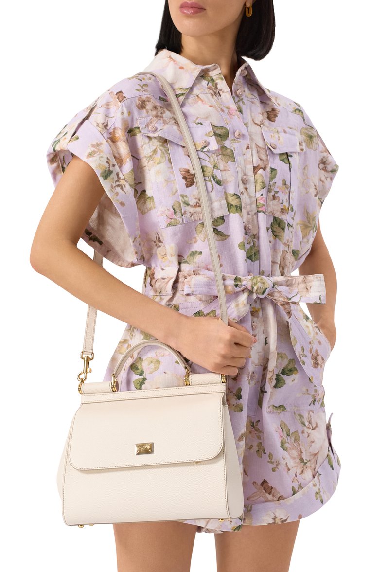 Женская сумка sicily medium DOLCE & GABBANA молочного цвета, арт. BB9002/A1001_SET | Фото 2 (Ремень/цепочка: На ремешке; Материал: Натуральная кожа; Размер: medium)