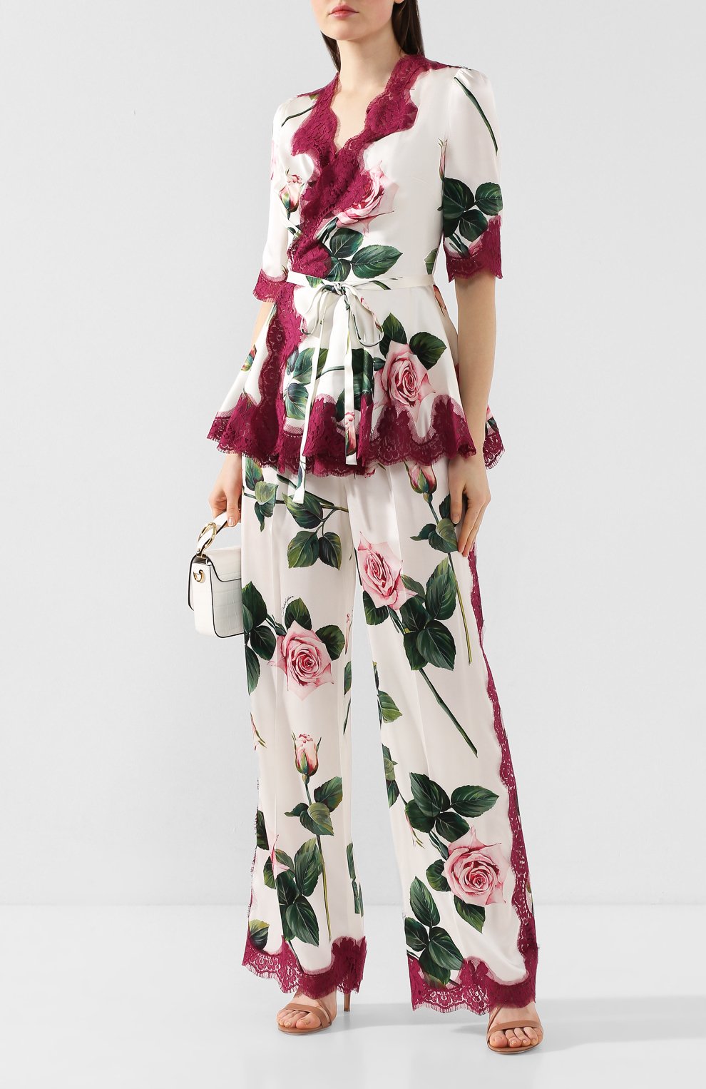 Шелковая блузка DOLCE & GABBANA белого цвета по цене 220500 руб., арт. F7U40T/FSAZE, фото 2 Шелковая блузка DOLCE & GABBANA, арт. F7U40T/FSAZE, фото 2