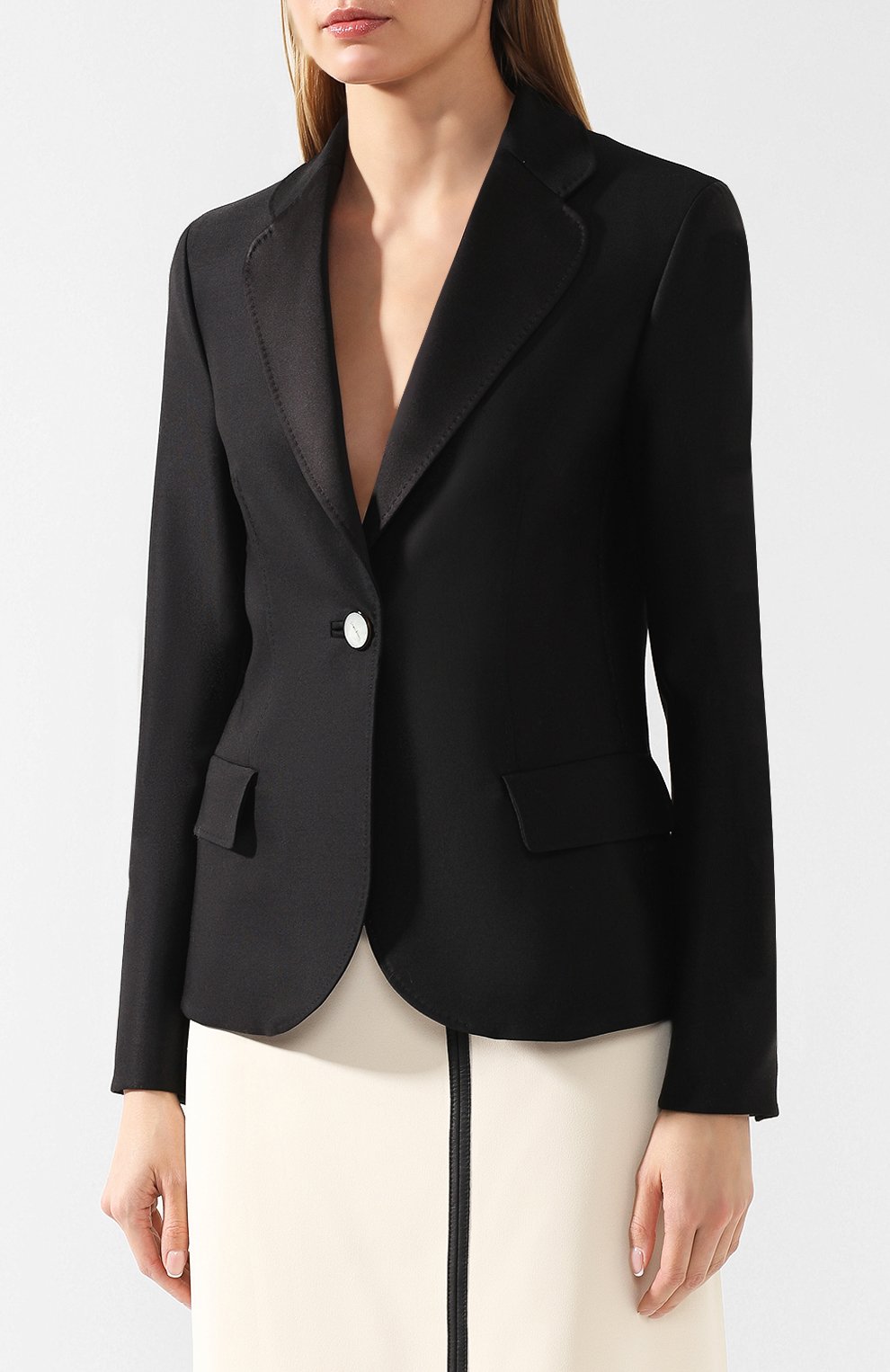Шерстяной жакет GIORGIO ARMANI черного цвета по цене 291000 руб., арт. 9SHGG05S/T00K7, фото 3 Шерстяной жакет GIORGIO ARMANI, арт. 9SHGG05S/T00K7, фото 3