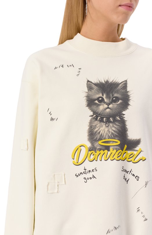 Хлопковый свитшот DOMREBEL KITTY PUNK SWEATSHIRT Кремовый  KITTY PUNK SWEATSHIRT Фото 5