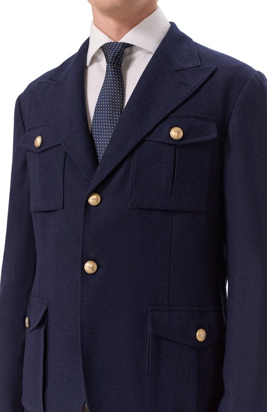 Пиджак из шерсти и шелка Brunello Cucinelli MN4857BDD Синий  MN4857BDD Фото 7