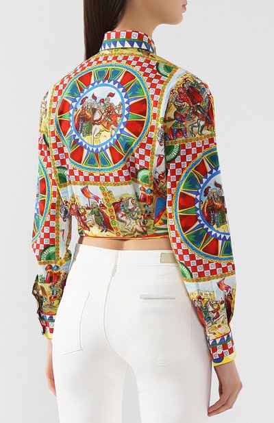Хлопковая рубашка DOLCE & GABBANA желтого цвета по цене 85700 руб., арт. F5K68T/HP5VX, фото 4 Хлопковая рубашка DOLCE & GABBANA, арт. F5K68T/HP5VX, фото 4