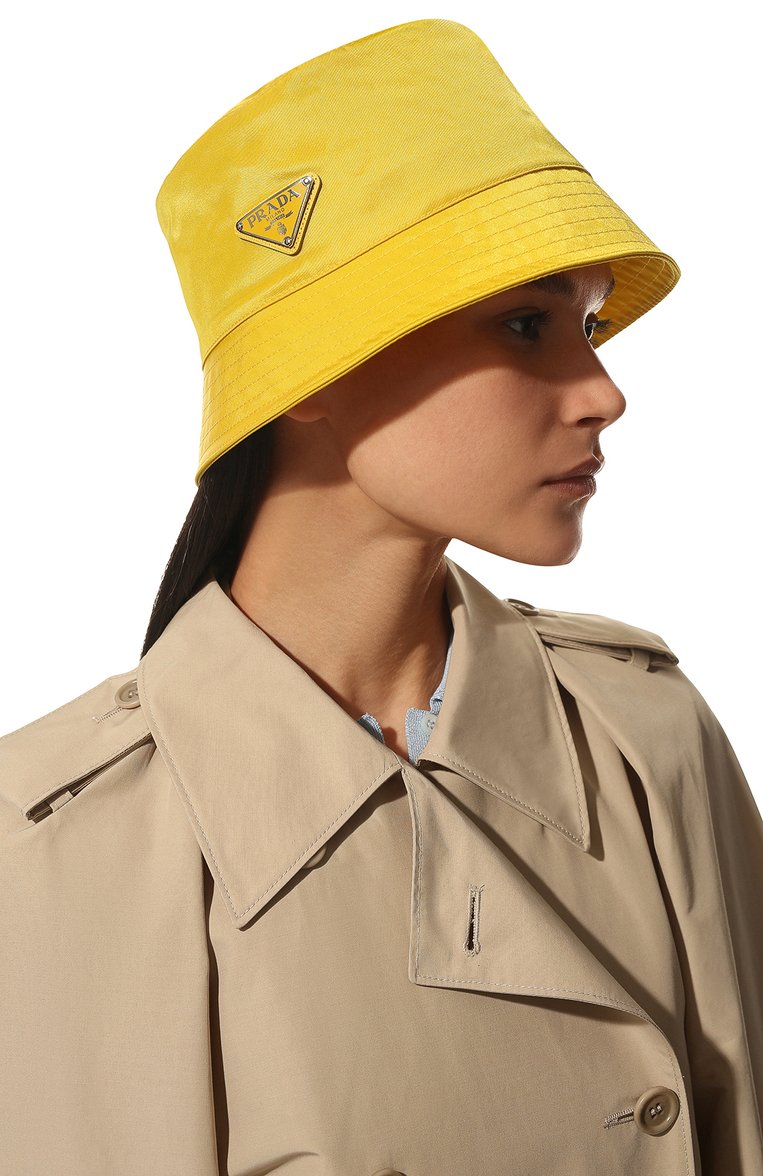 Женская панама PRADA желтого цвета, арт. 1HC137-2B15-F0010 | Фото 2 (Нос: Не проставлено; Региональные ограничения белый список (Axapta Mercury): Не проставлено)