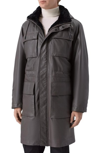 Кожаная парка с подкладкой из бобра MVST, арт. M25.1PM.0007/BIG SIZE/CERV0 SILKY, фото 3