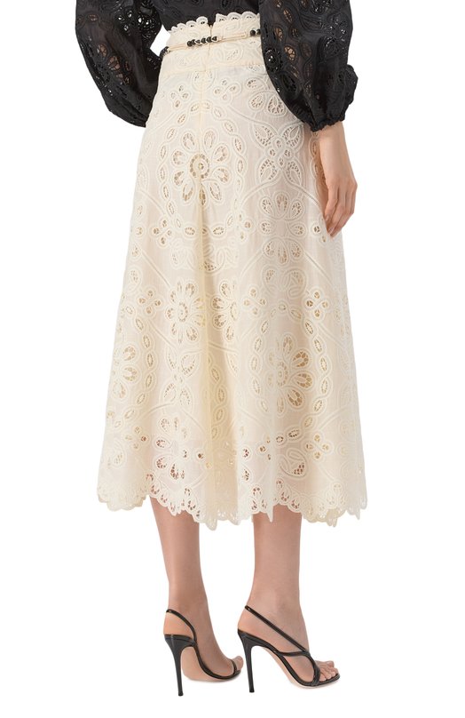 Хлопковая юбка Zimmermann 3584SSS251 Кремовый  3584SSS251 Фото 4