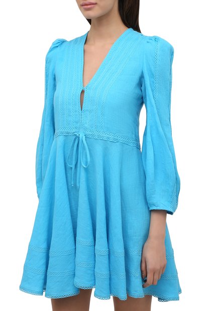 Льняное платье A MERE CO голубого цвета по цене 53050 руб., арт. AMC-RSS22-001AA, фото 3 Льняное платье A MERE CO, арт. AMC-RSS22-001AA, фото 3