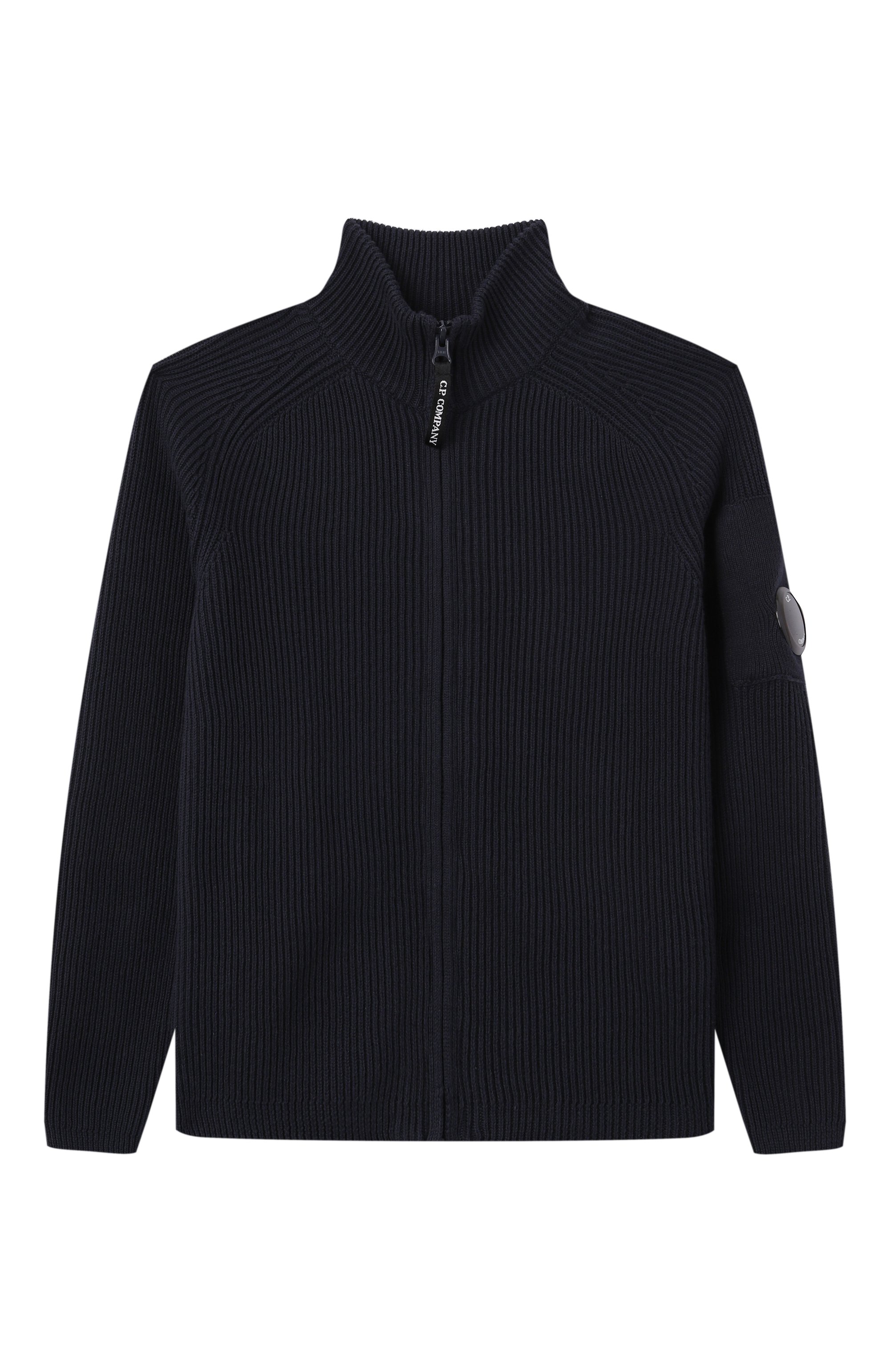 Хлопковый кардиган C.P. COMPANY темно-синего цвета по цене 23200 руб., арт. CMW004/LHE03/10-14, фото 1 Хлопковый кардиган C.P. COMPANY, арт. CMW004/LHE03/10-14, фото 1