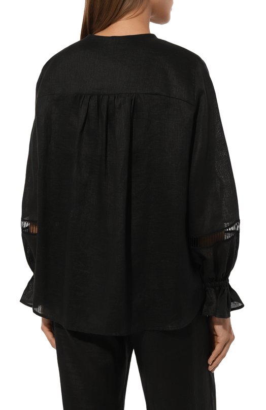 Льняная блузка Kiton D57461H05953 Чёрный  D57461H05953 Фото 4