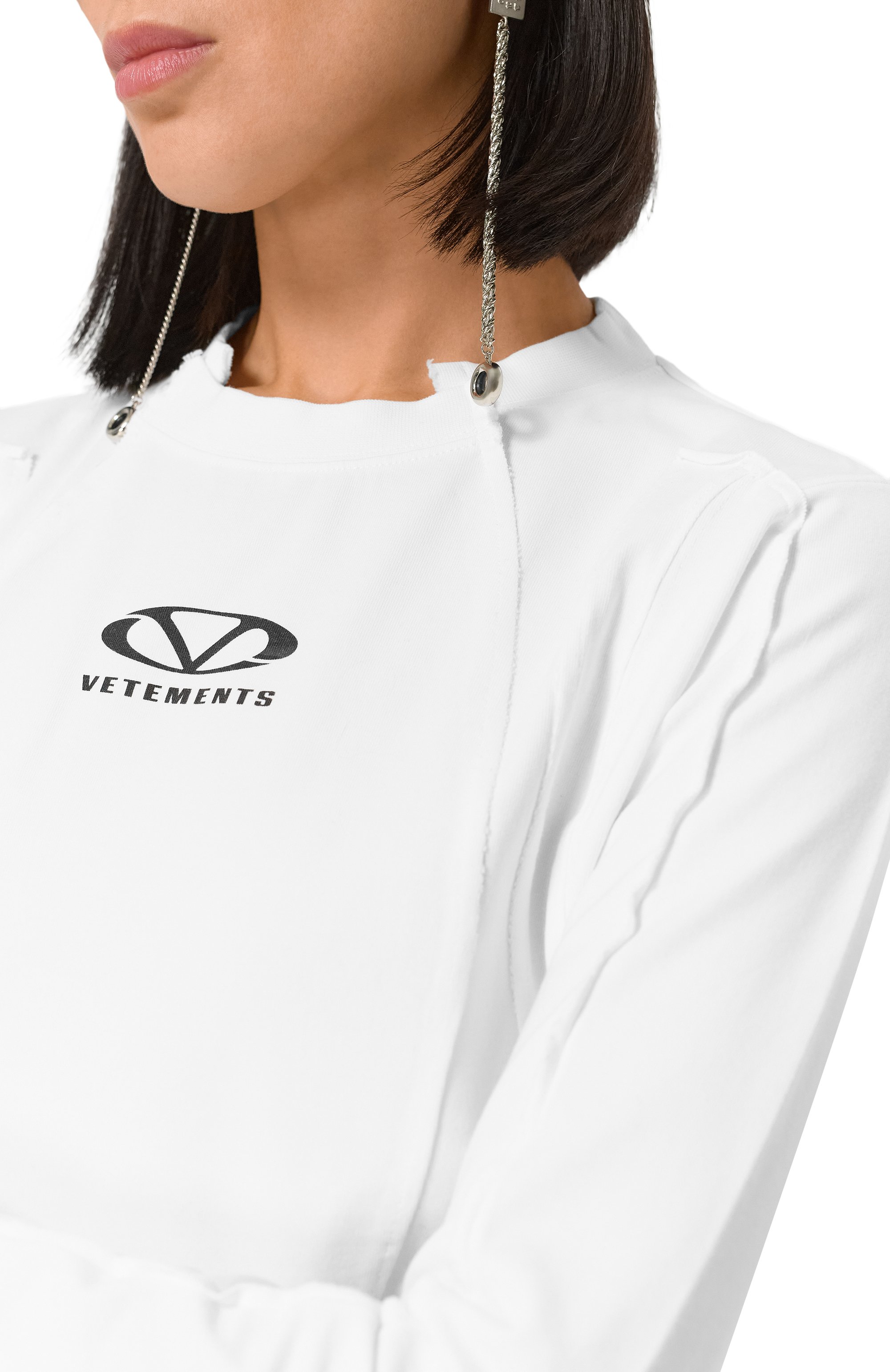 Хлопковый топ VETEMENTS белого цвета по цене 79950 руб., арт. UA66LS600W, фото 5 Хлопковый топ VETEMENTS, арт. UA66LS600W, фото 5