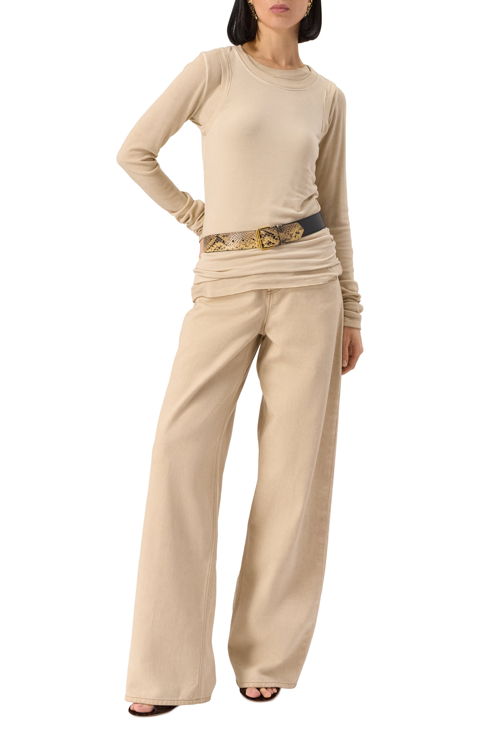 Джинсы UMA WANG бежевого цвета по цене 74250 руб., арт. UW3038/SAMPLE, фото 2 Джинсы UMA WANG, арт. UW3038/SAMPLE, фото 2