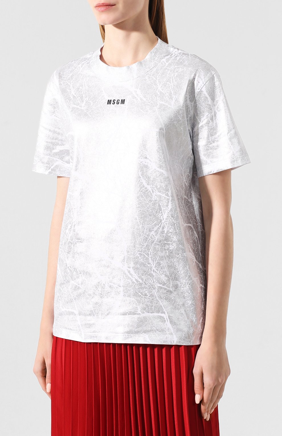 Хлопковая футболка MSGM белого цвета по цене 16850 руб., арт. 2741MDM170 195797, фото 3 Хлопковая футболка MSGM, арт. 2741MDM170 195797, фото 3