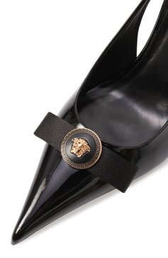 Женские лакированные туфли gianni ribbon 85 VERSACE черного цвета, арт. 1013717/1A08983 | Фото 7 (Материал внешний: Натуральная кожа; Драгоценные камни: Проставлено; Материал внутренний: Натуральная кожа; Подошва: Плоская; Материал сплава: Проставлено; Каблук высота: Высокий; Каблук тип: Шпилька)