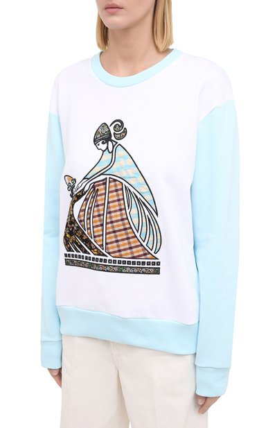 Хлопковый свитшот LANVIN голубого цвета по цене 61750 руб., арт. RW-T0637J-JR19-A20, фото 3 Хлопковый свитшот LANVIN, арт. RW-T0637J-JR19-A20, фото 3