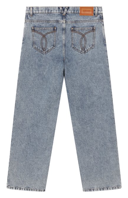 Детские джинсы VERSACE голубого цвета, арт. 1018319/1A13119/8A-14A | Фото 2 (Нос: Не проставлено; Материал сплава: Проставлено; Материал внешний: Хлопок)